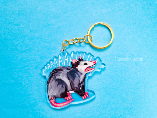 Screaming Opossum Keychain