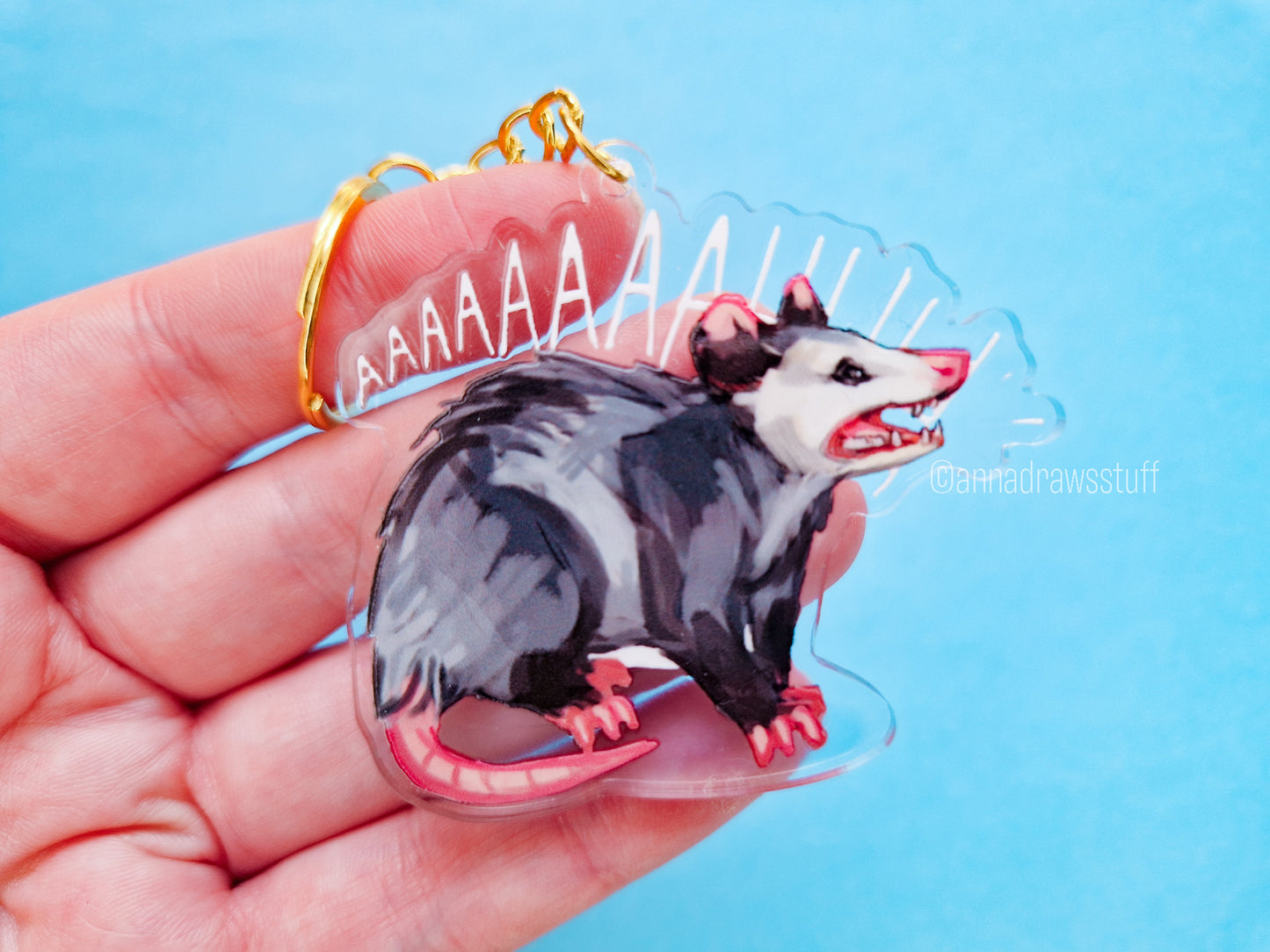Screaming Opossum Keychain
