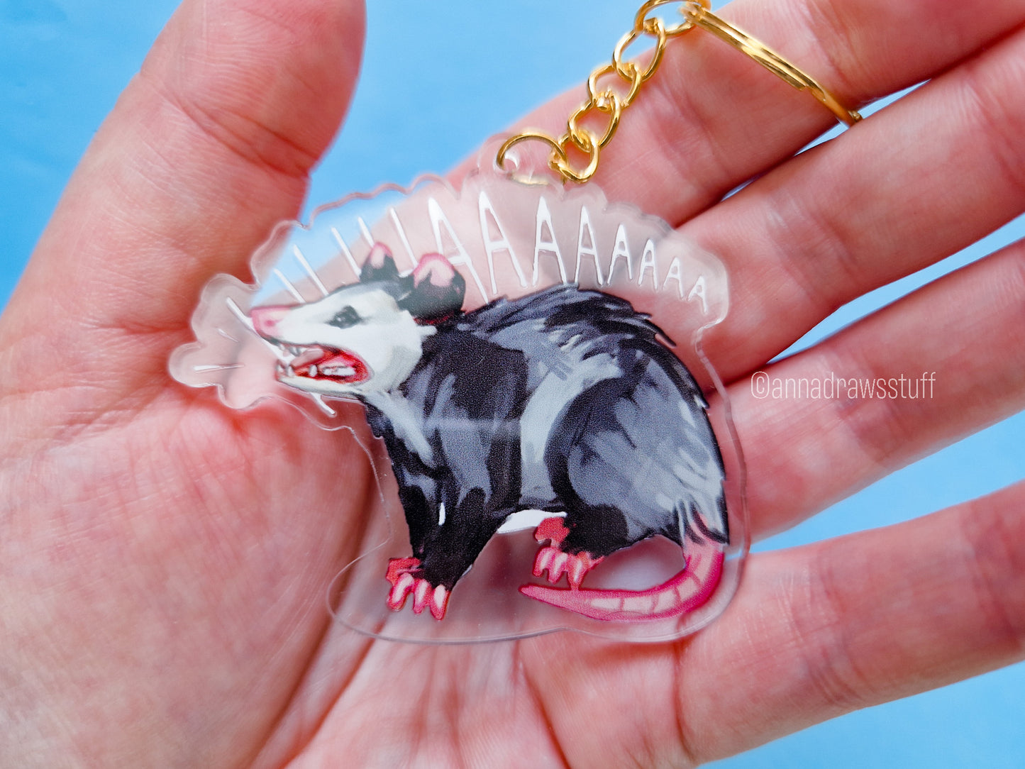 Screaming Opossum Keychain