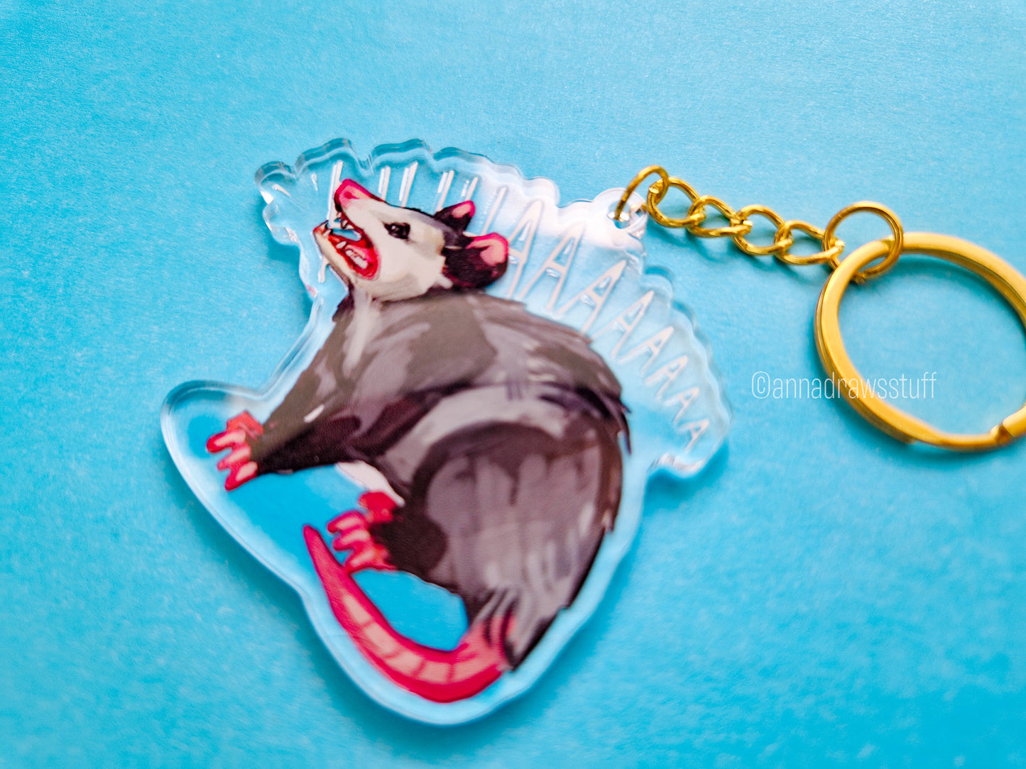 Screaming Opossum Keychain