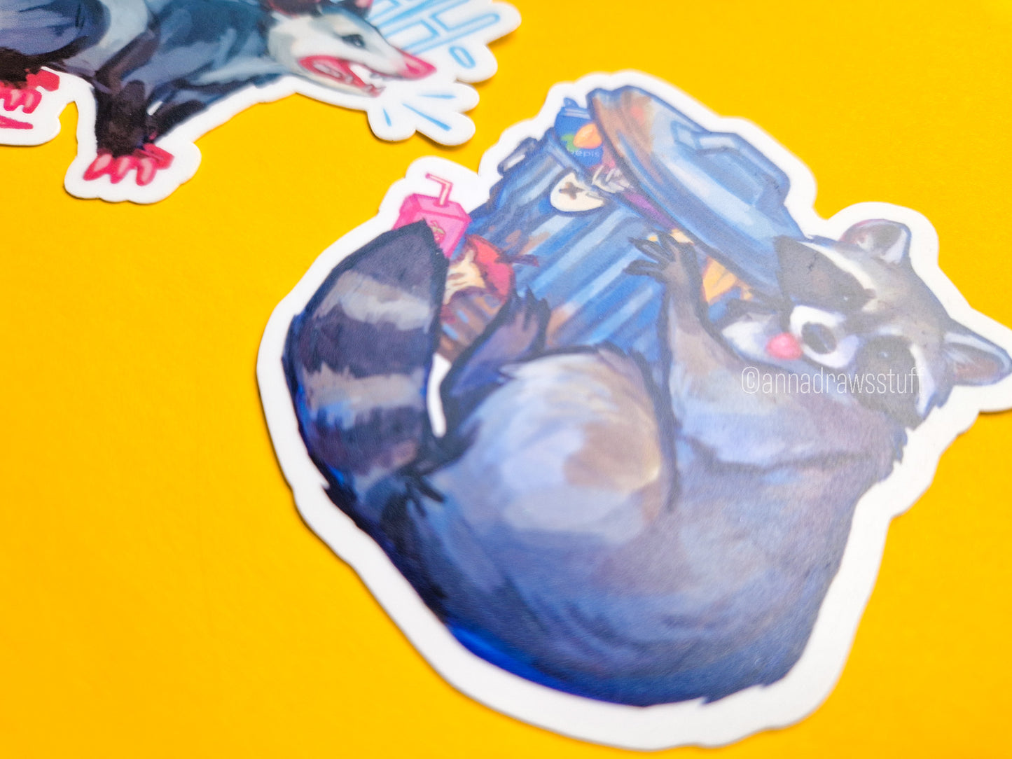 Trashcan Raccoon and Oppossum Scream - Weatherproof Vinyl Stickers