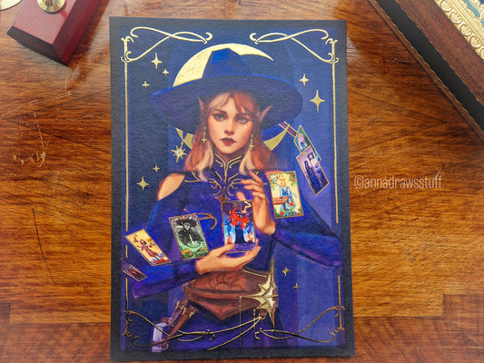 Oracle  - A4 Gold Foil Print, A6 / postcard print (non gold foil)