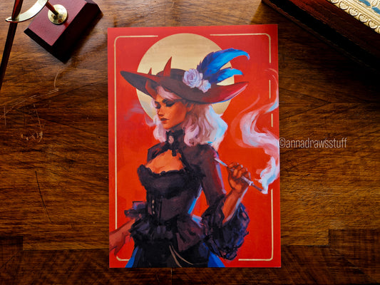 The Horned Lady Art Print - A4 (Letter) or A6 (postcard) size