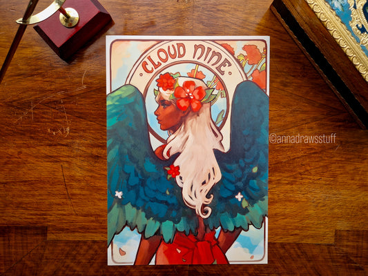 Cloud Nine Angel Art Print - A4 (Letter) or A6 (postcard) size
