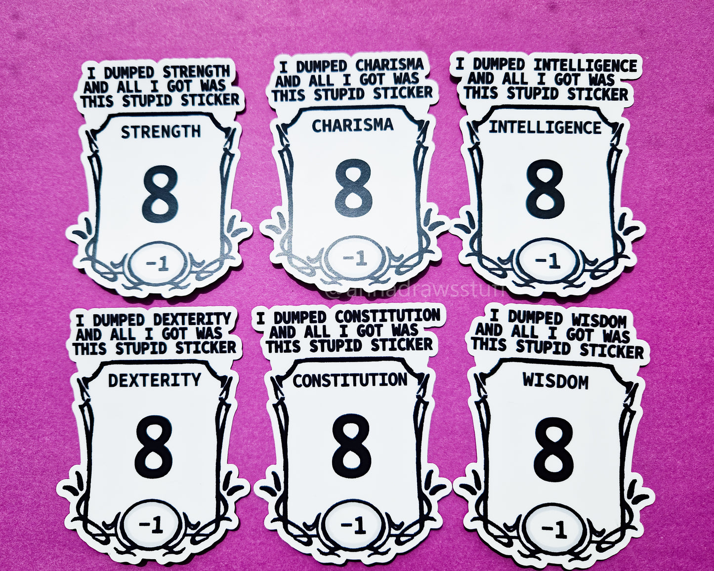 DND Stat Stickers - Waterproof Vinyl Stickers