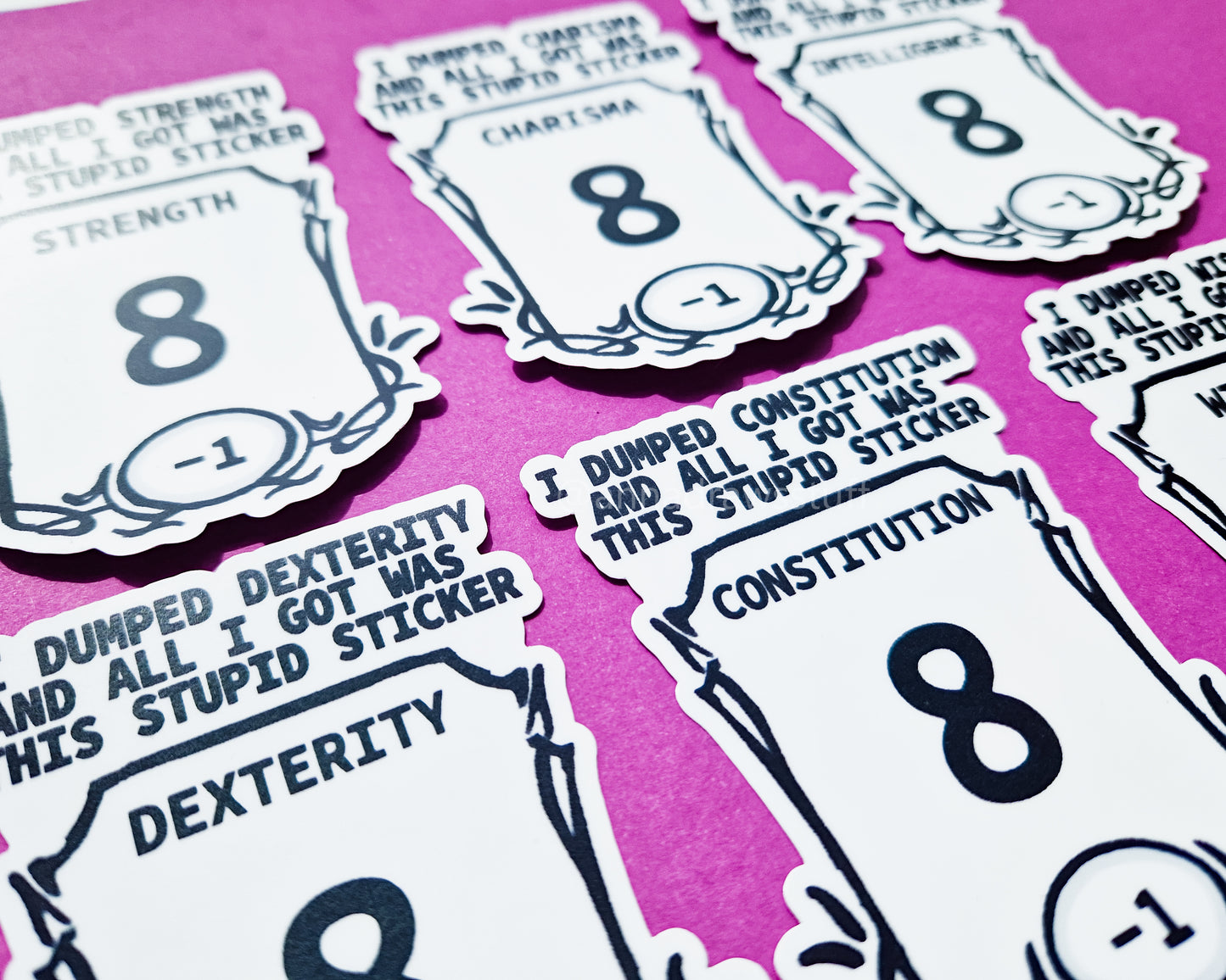 DND Stat Stickers - Waterproof Vinyl Stickers