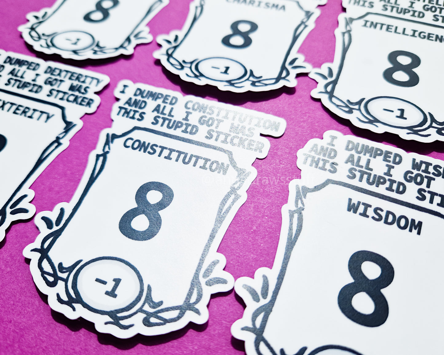 DND Stat Stickers - Waterproof Vinyl Stickers