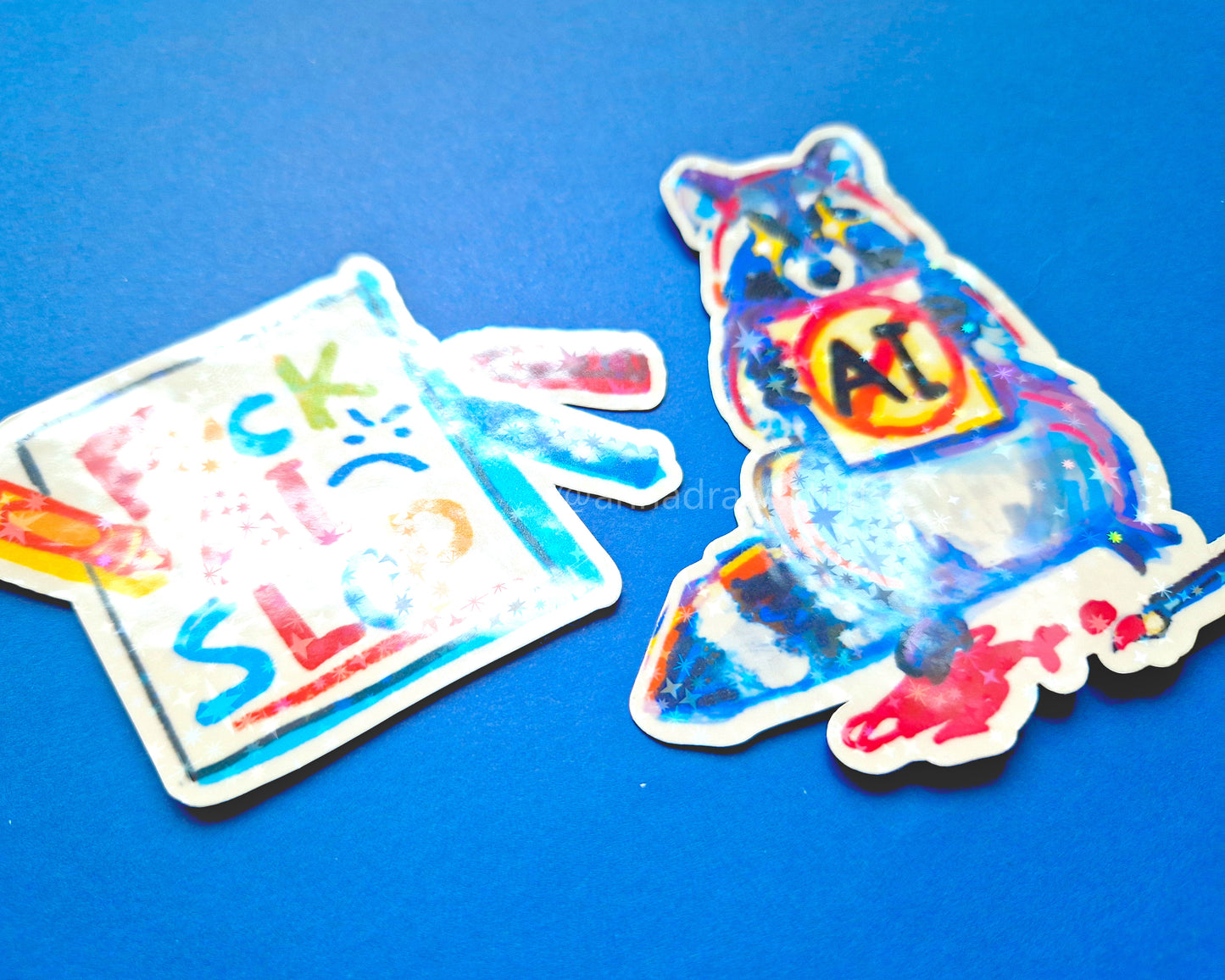 Anti-AI Raccoon Stickers - Waterproof Vinyl Stickers