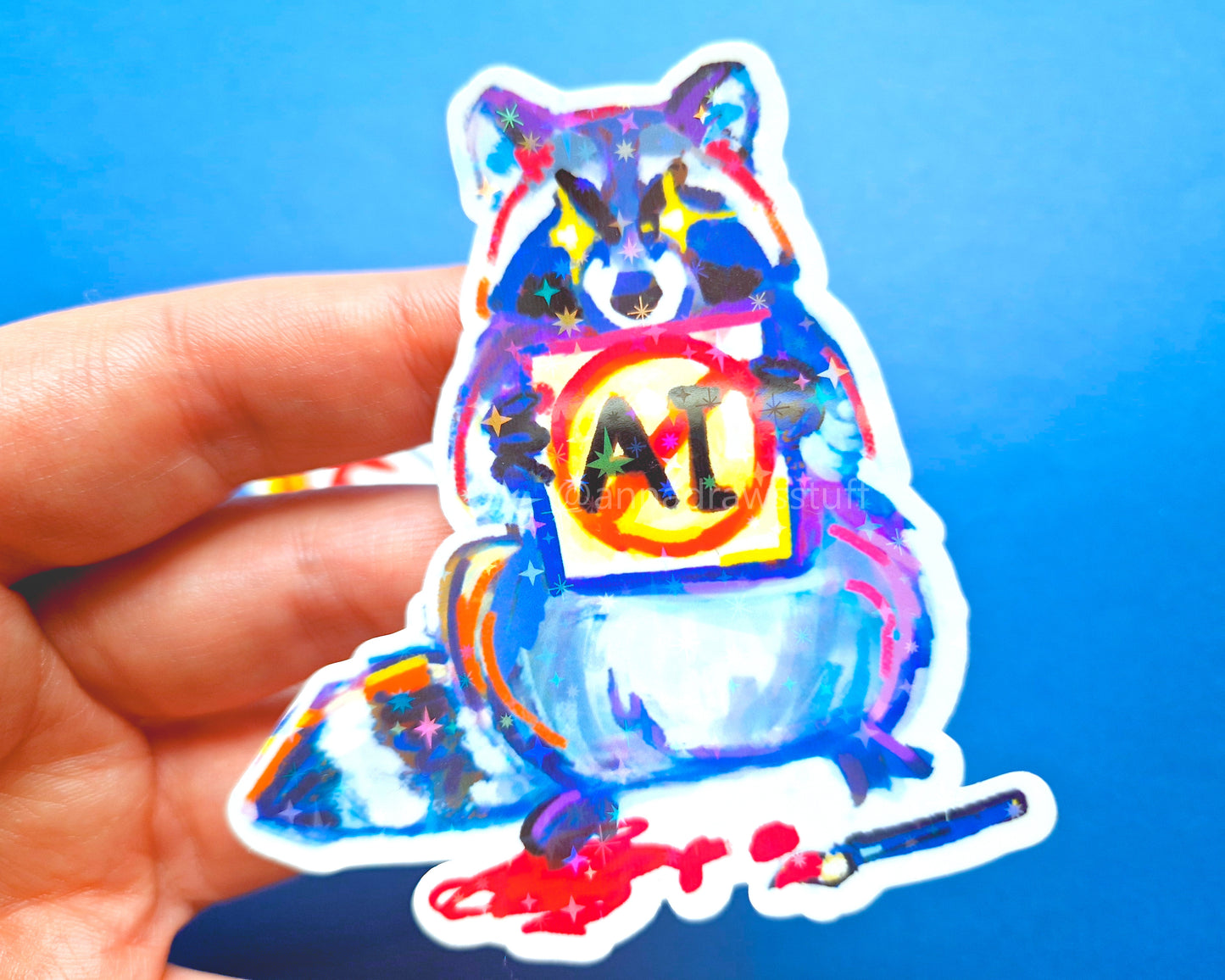 Anti-AI Raccoon Stickers - Waterproof Vinyl Stickers