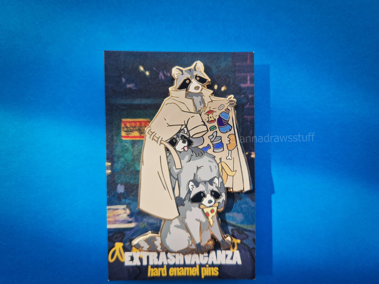 Raccoons In Trenchcoat Pin  - BIG Hard Enamel Pin - Extrashvaganza