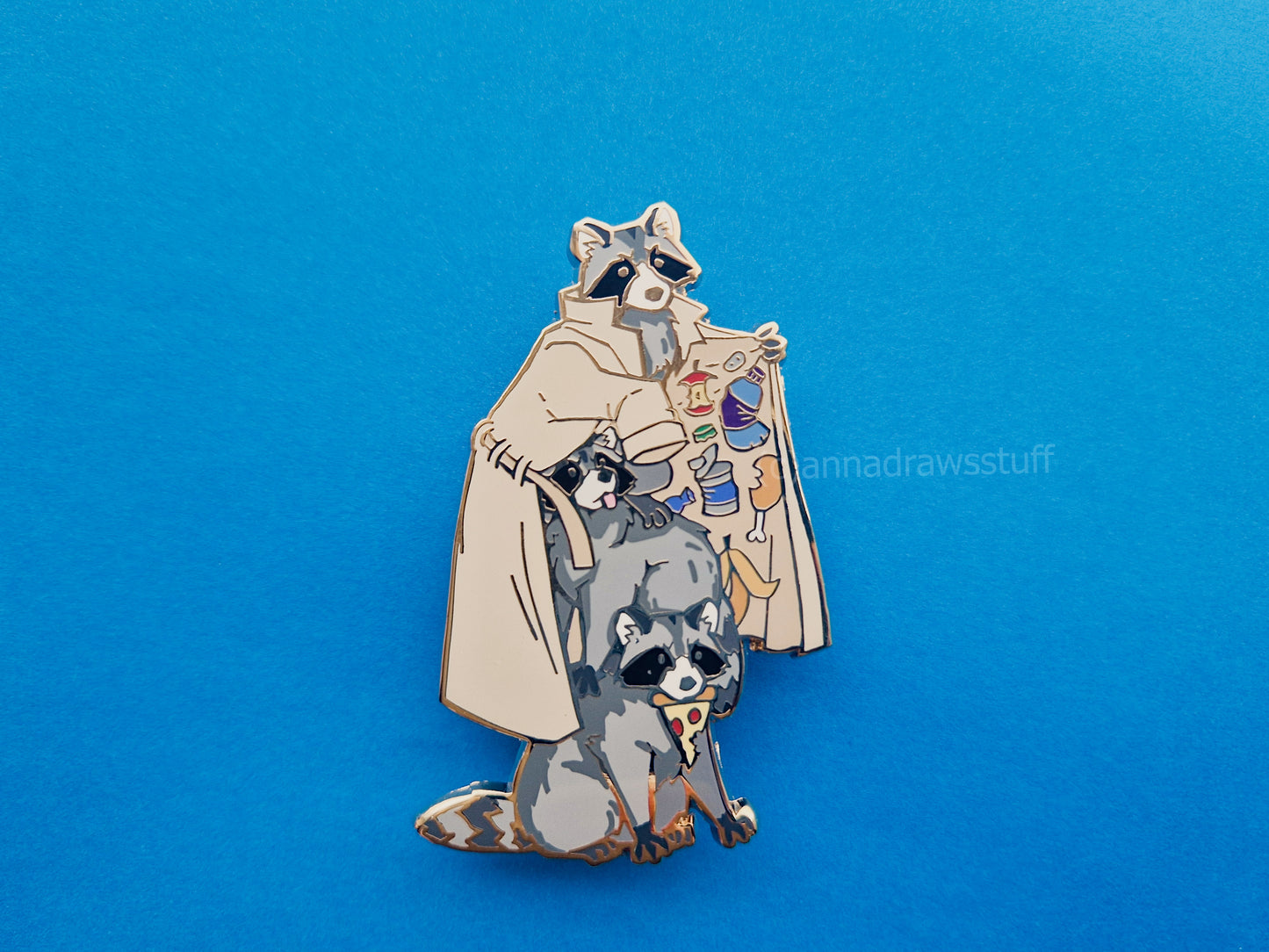 Raccoons In Trenchcoat Pin  - BIG Hard Enamel Pin - Extrashvaganza