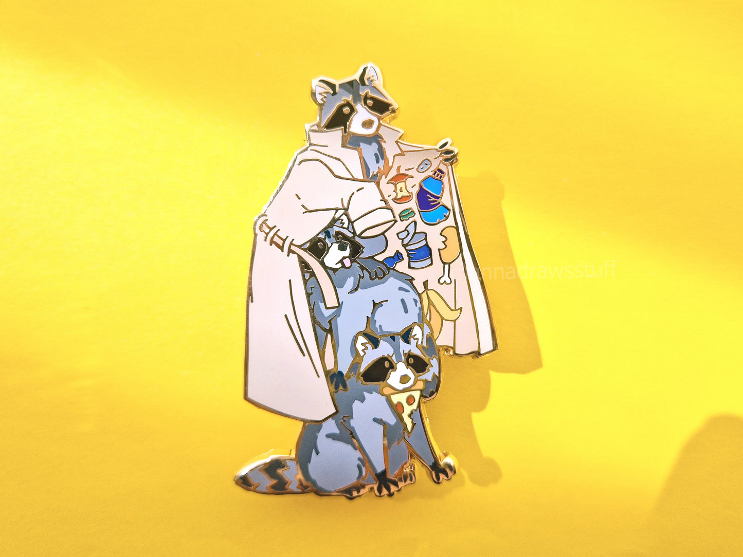 Raccoons In Trenchcoat Pin  - BIG Hard Enamel Pin - Extrashvaganza