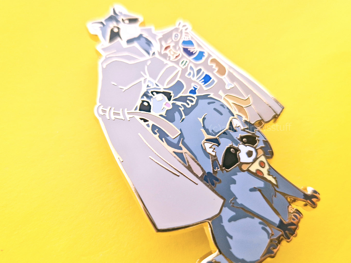 Raccoons In Trenchcoat Pin  - BIG Hard Enamel Pin - Extrashvaganza