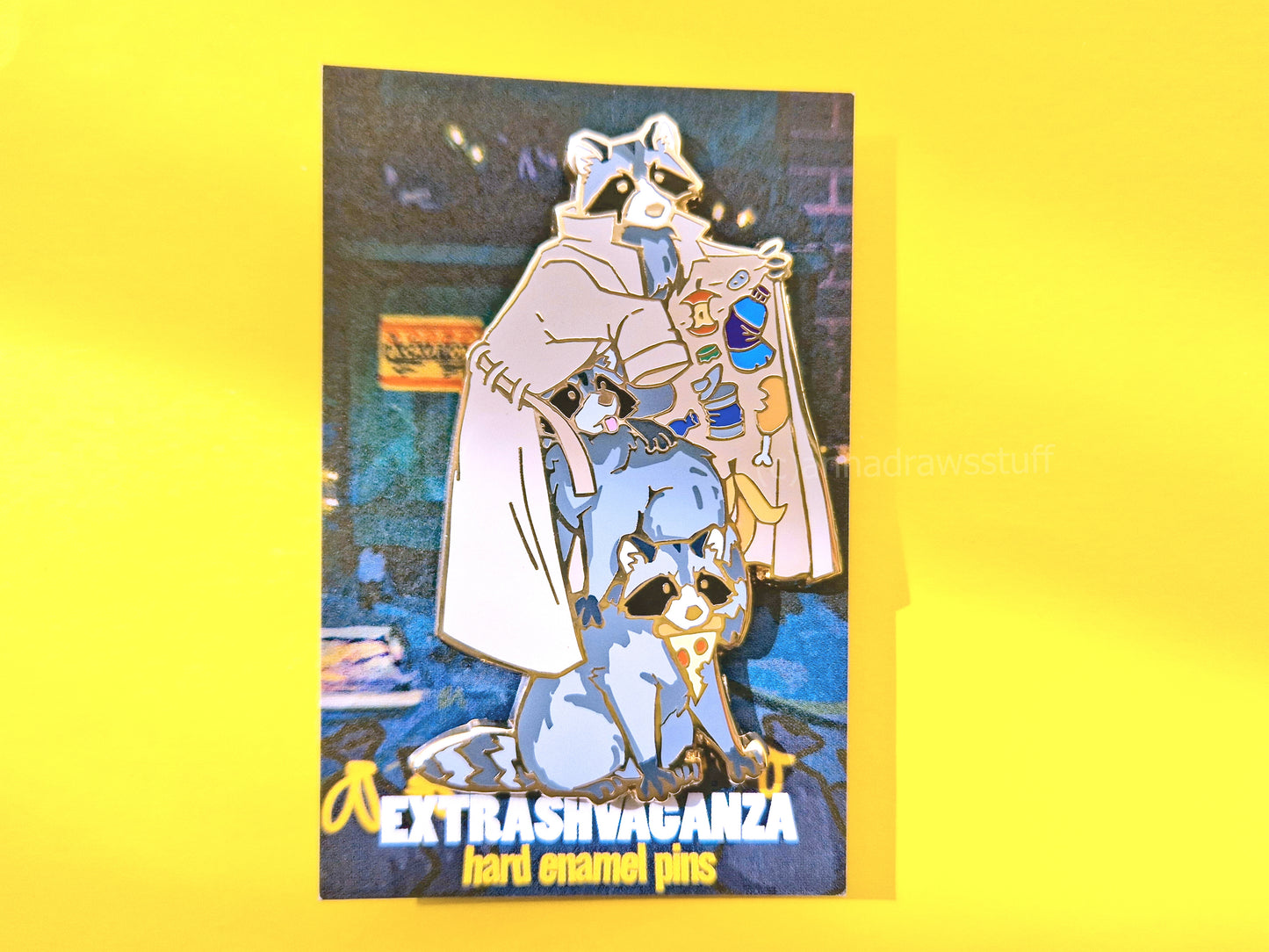 Raccoons In Trenchcoat Pin  - BIG Hard Enamel Pin - Extrashvaganza