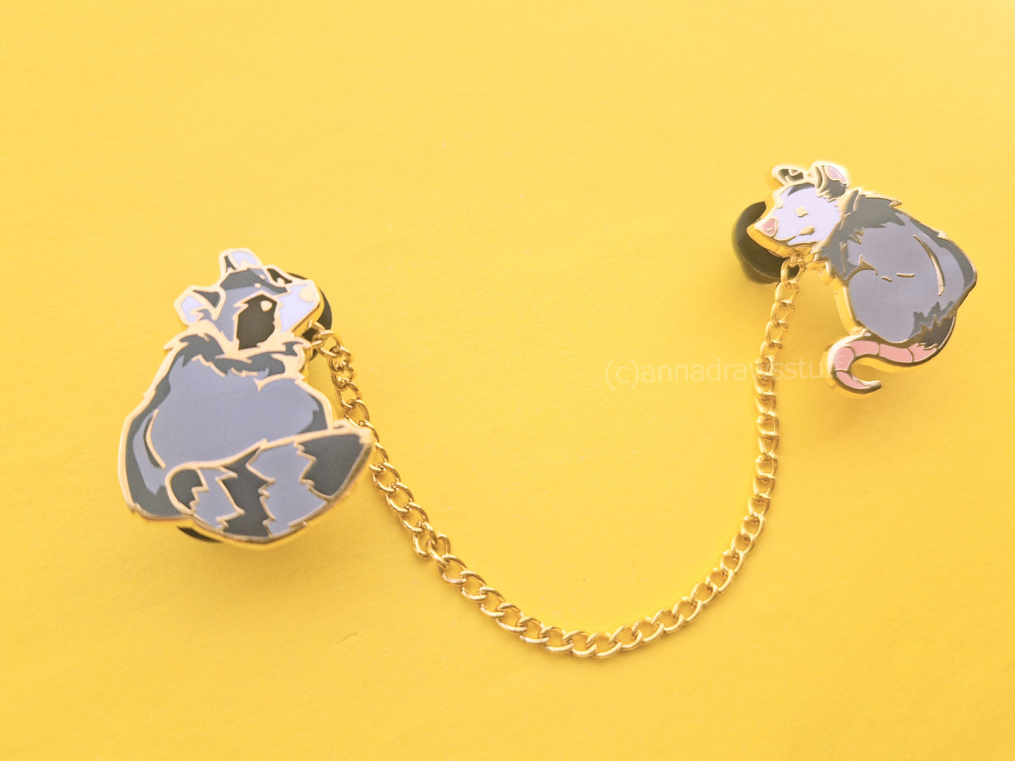 Raccoon And Opossum Collar Pin Set - Hard Enamel Pin - Extrashvaganza