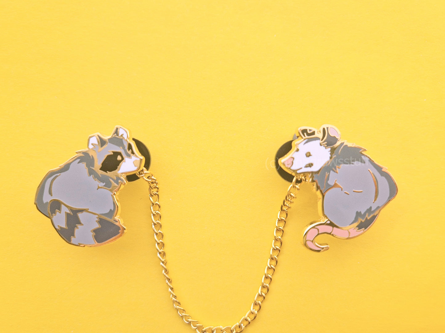 Raccoon And Opossum Collar Pin Set - Hard Enamel Pin - Extrashvaganza