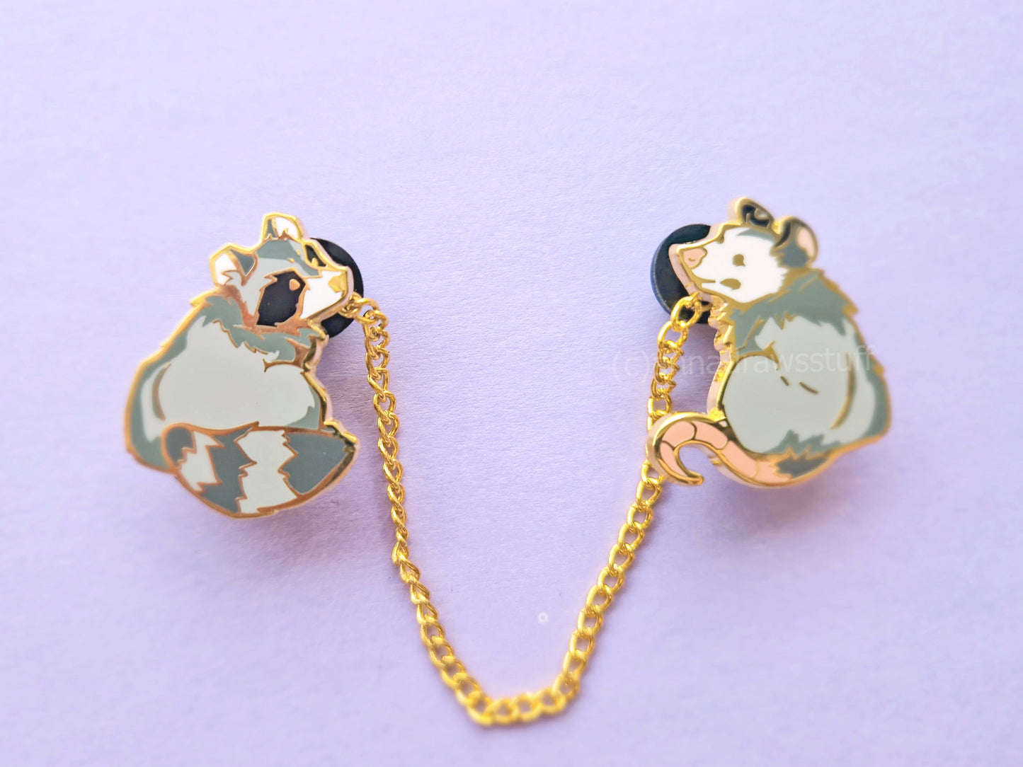 Raccoon And Opossum Collar Pin Set - Hard Enamel Pin - Extrashvaganza