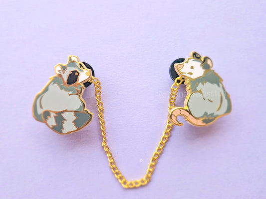 Raccoon And Opossum Collar Pin Set - Hard Enamel Pin - Extrashvaganza