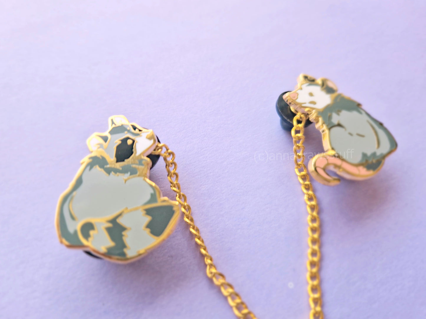 Raccoon And Opossum Collar Pin Set - Hard Enamel Pin - Extrashvaganza