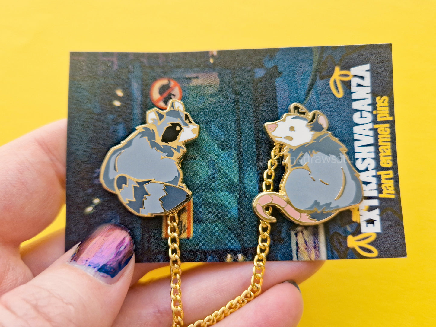 Raccoon And Opossum Collar Pin Set - Hard Enamel Pin - Extrashvaganza