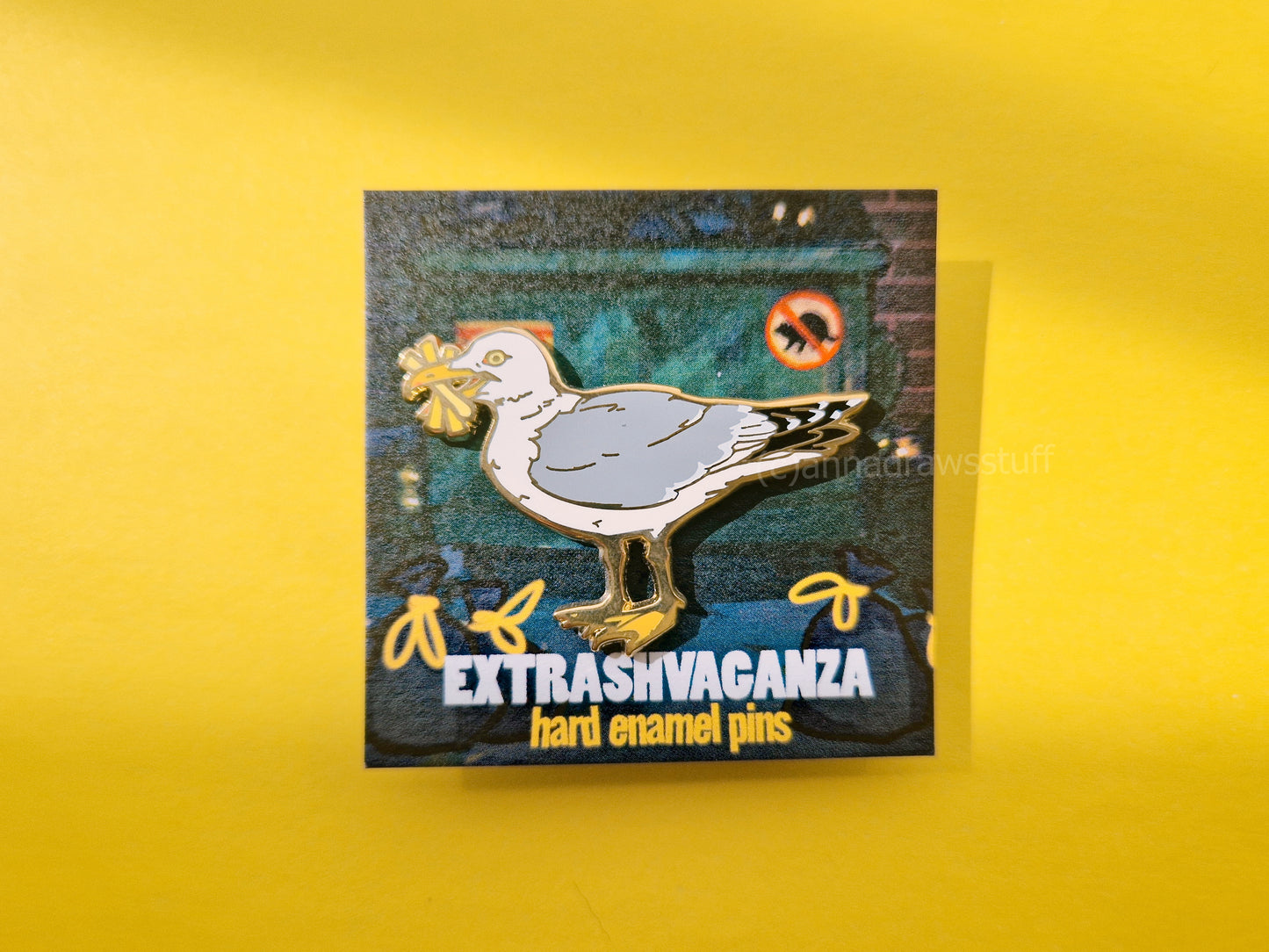 Seagull With Fries  - Hard Enamel Pin - Extrashvaganza