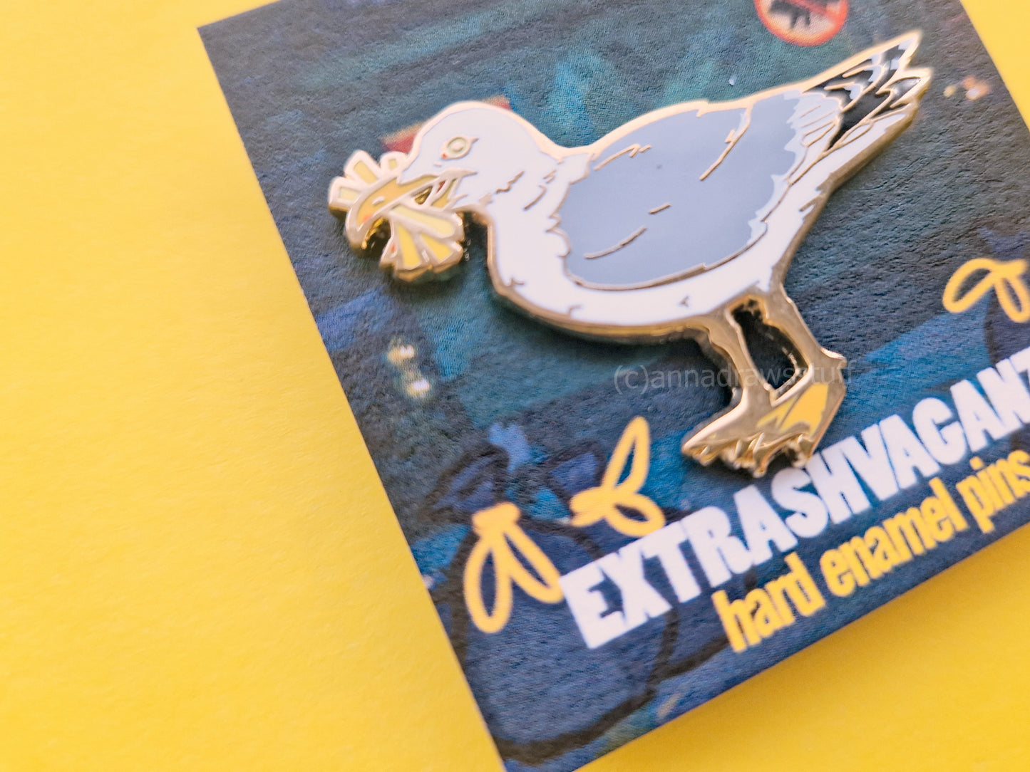 Seagull With Fries  - Hard Enamel Pin - Extrashvaganza
