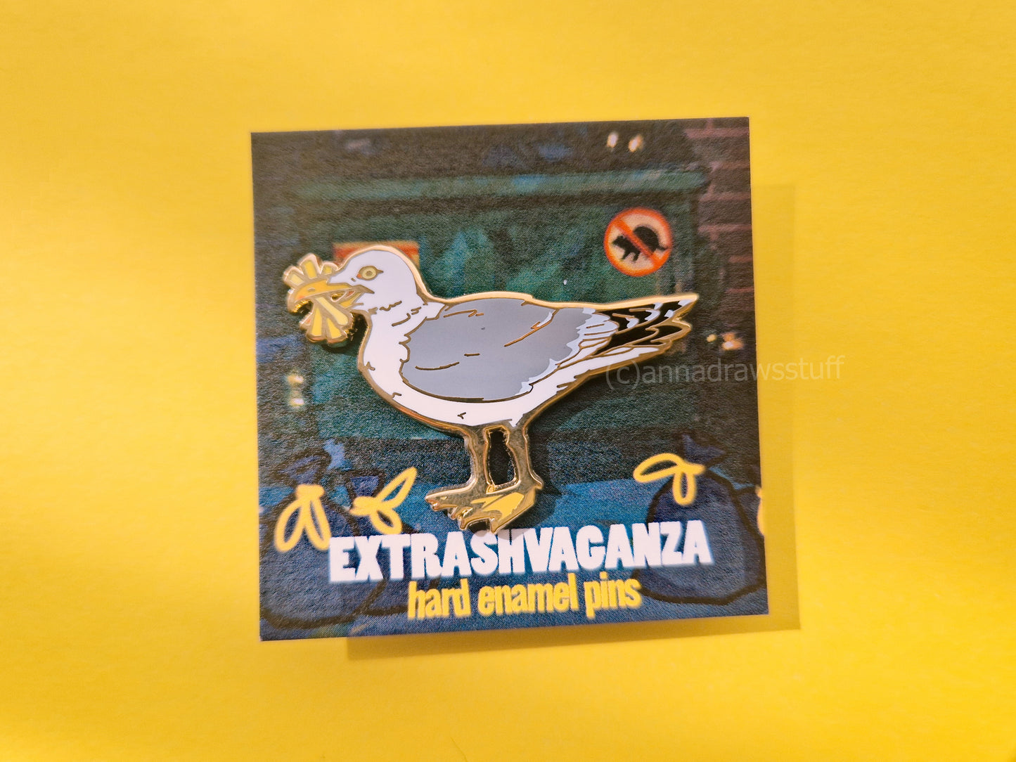 Seagull With Fries  - Hard Enamel Pin - Extrashvaganza