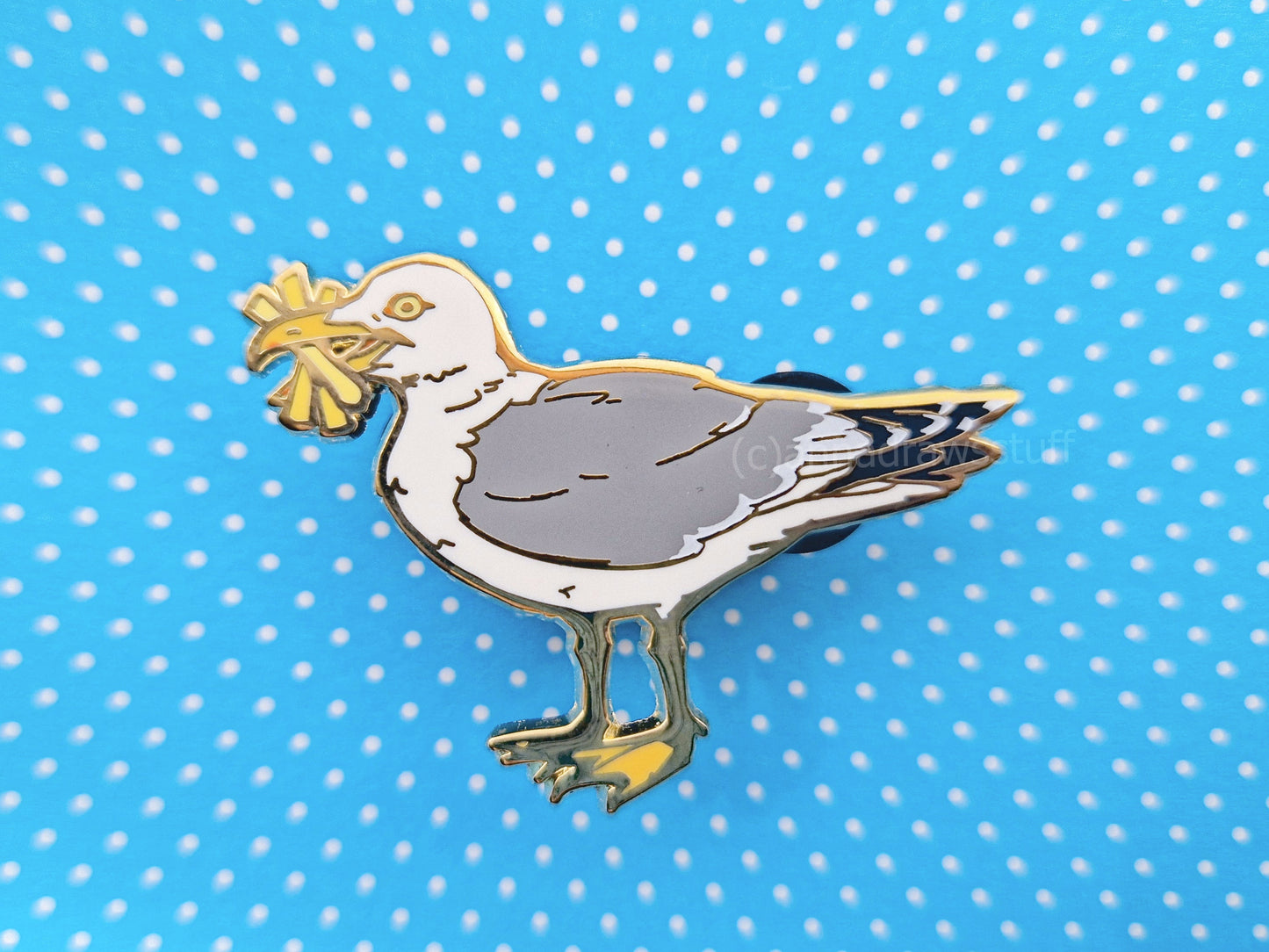 Seagull With Fries  - Hard Enamel Pin - Extrashvaganza