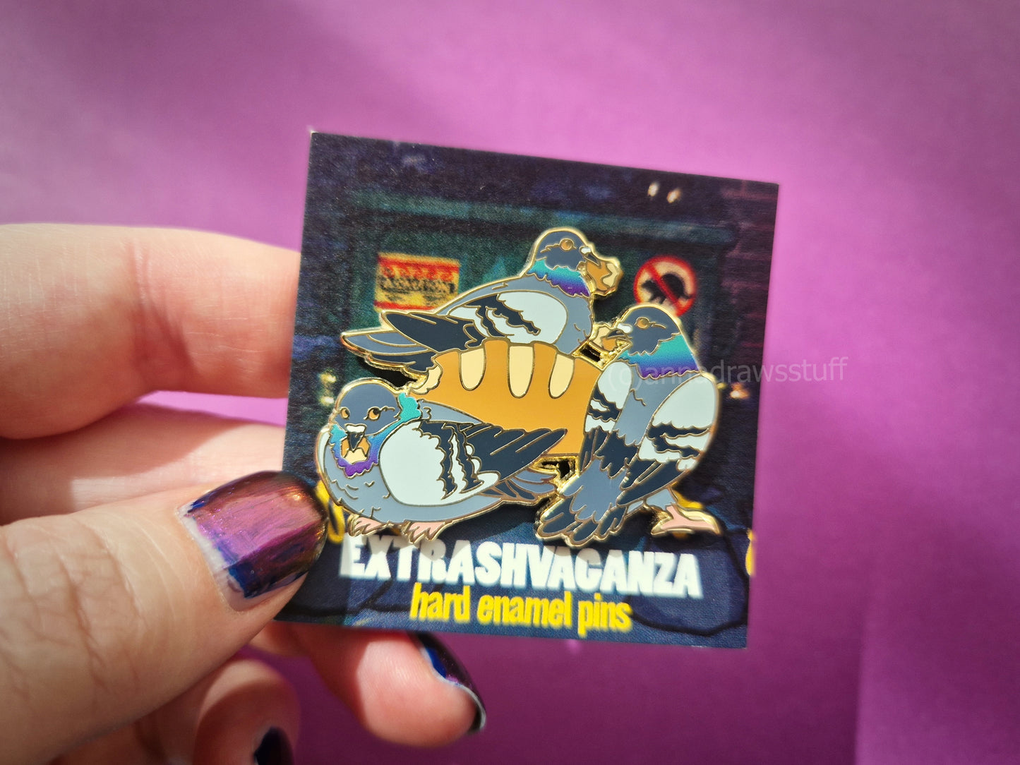 Pigeons With Bread Pin - Hard Enamel Pin - Extrashvaganza