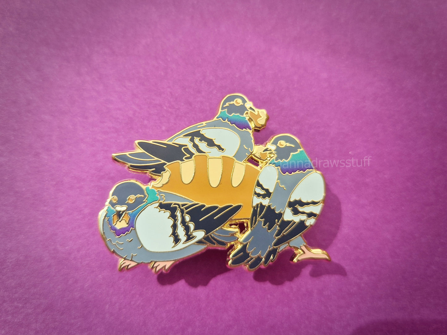 Pigeons With Bread Pin - Hard Enamel Pin - Extrashvaganza