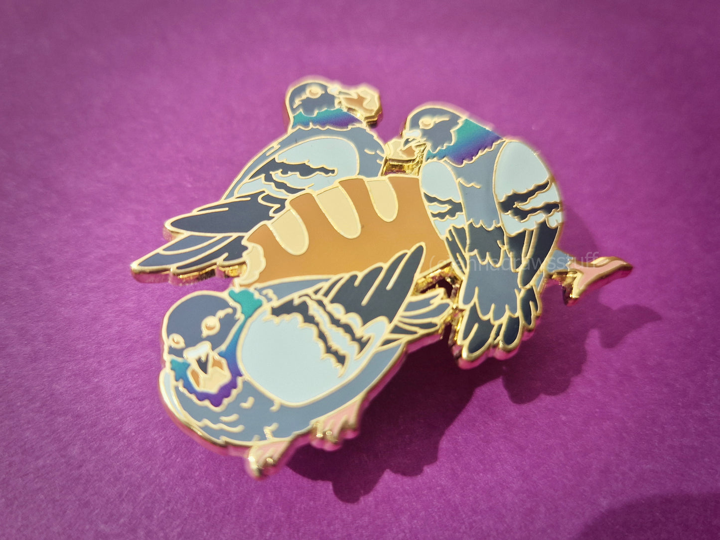 Pigeons With Bread Pin - Hard Enamel Pin - Extrashvaganza