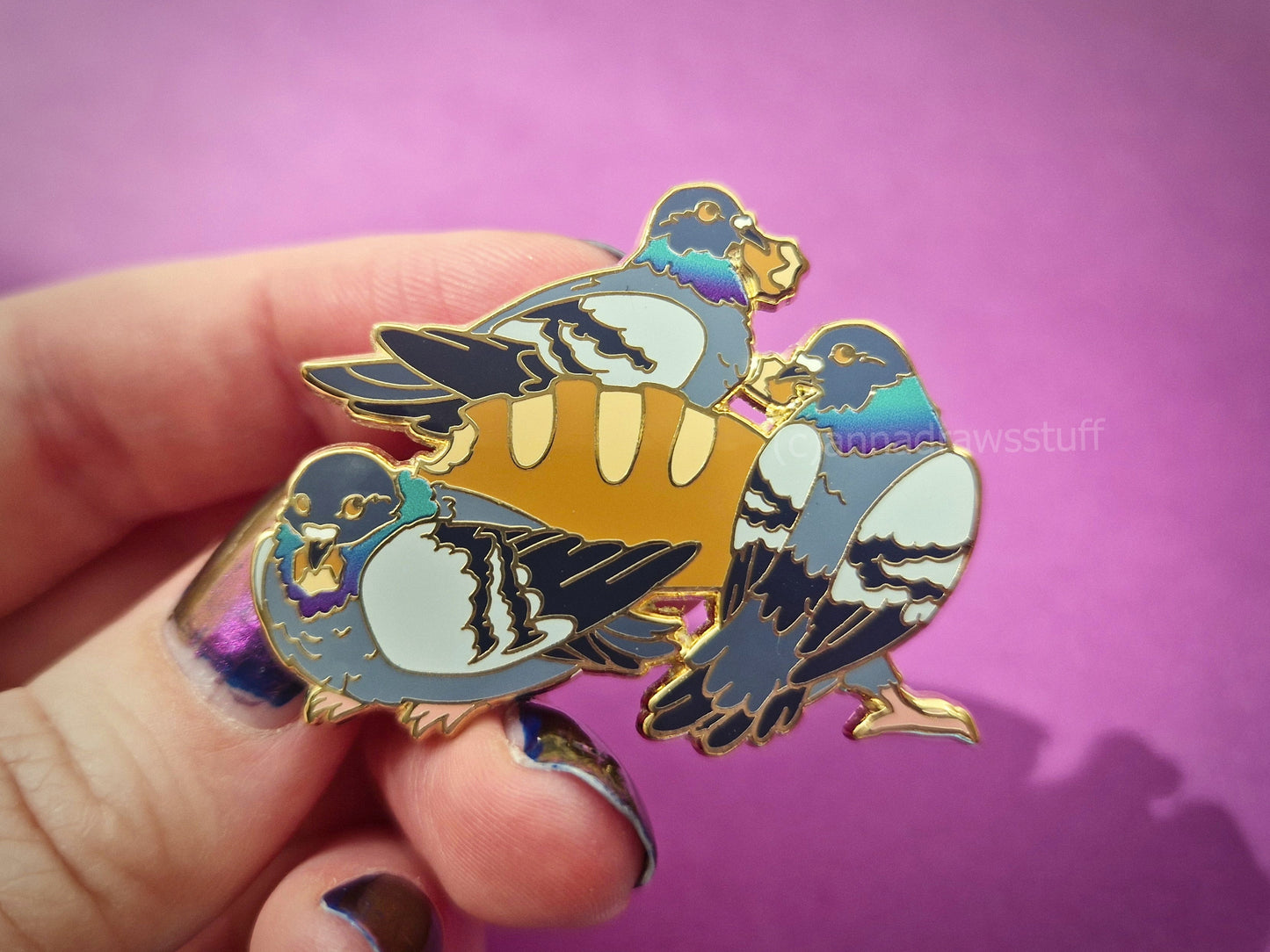 Pigeons With Bread Pin - Hard Enamel Pin - Extrashvaganza