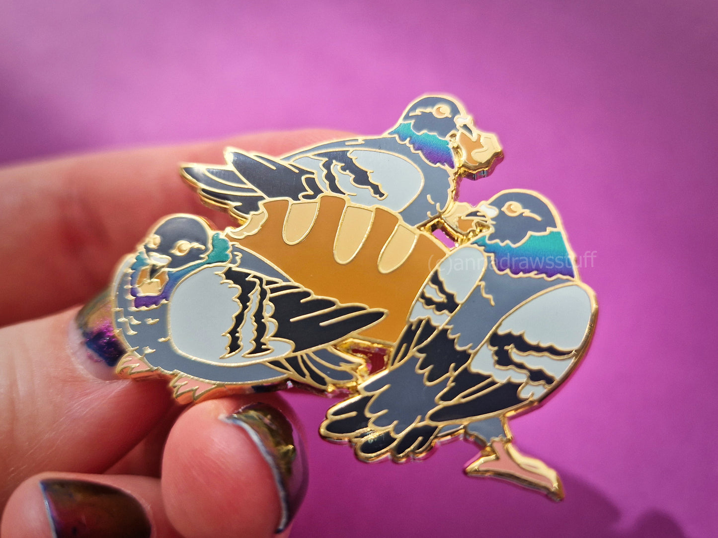 Pigeons With Bread Pin - Hard Enamel Pin - Extrashvaganza