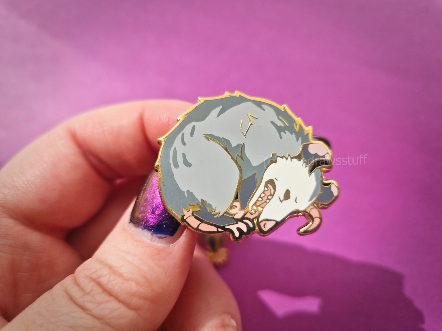 Curling and Yelling Opossum Pins - Hard Enamel Pin - Extrashvaganza