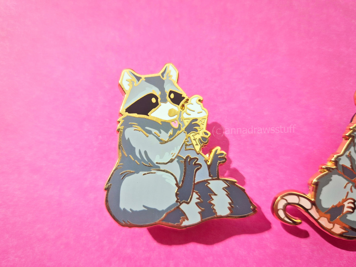 Ice Cream Raccoon and Opossum Pins - Hard Enamel Pin - Extrashvaganza