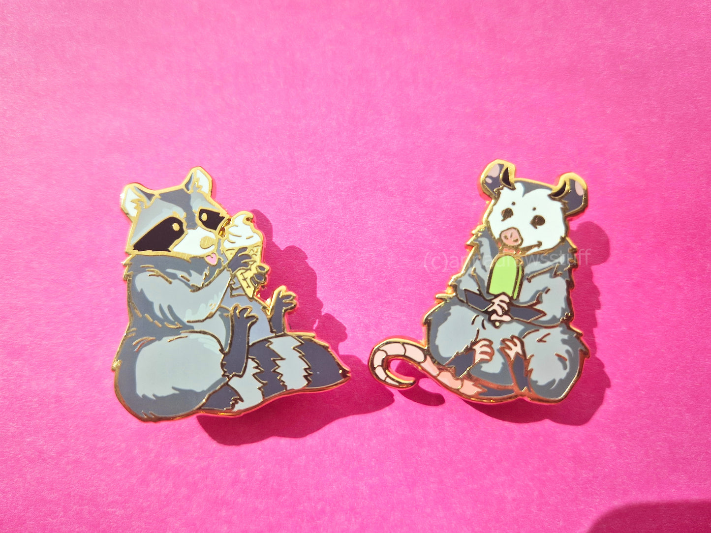 Ice Cream Raccoon and Opossum Pins - Hard Enamel Pin - Extrashvaganza