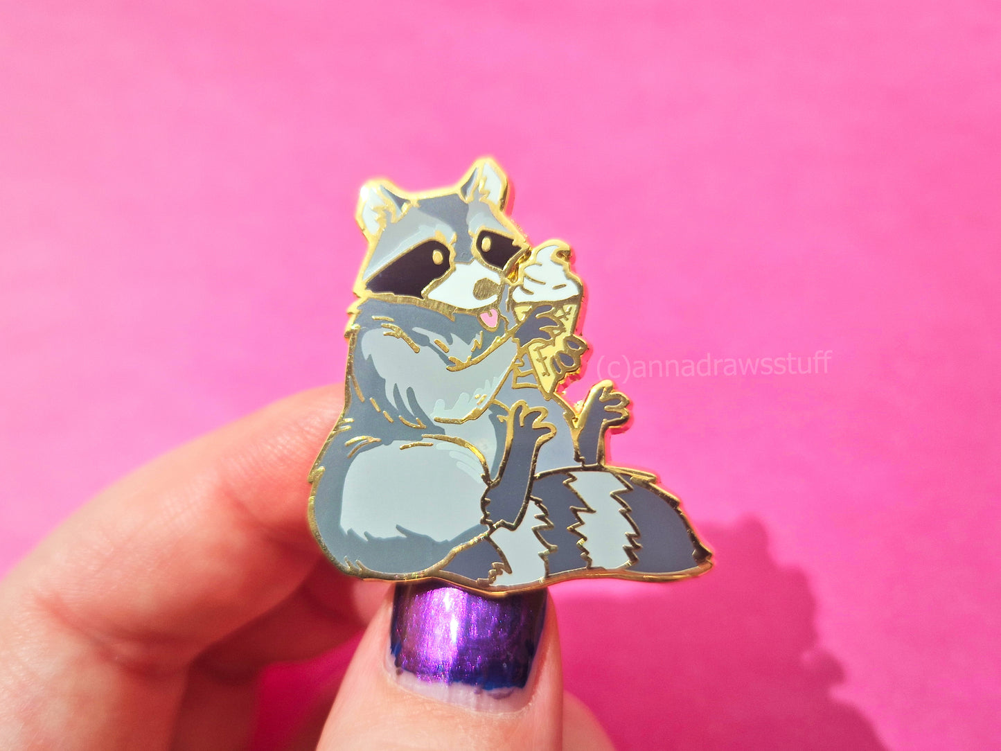 Ice Cream Raccoon and Opossum Pins - Hard Enamel Pin - Extrashvaganza