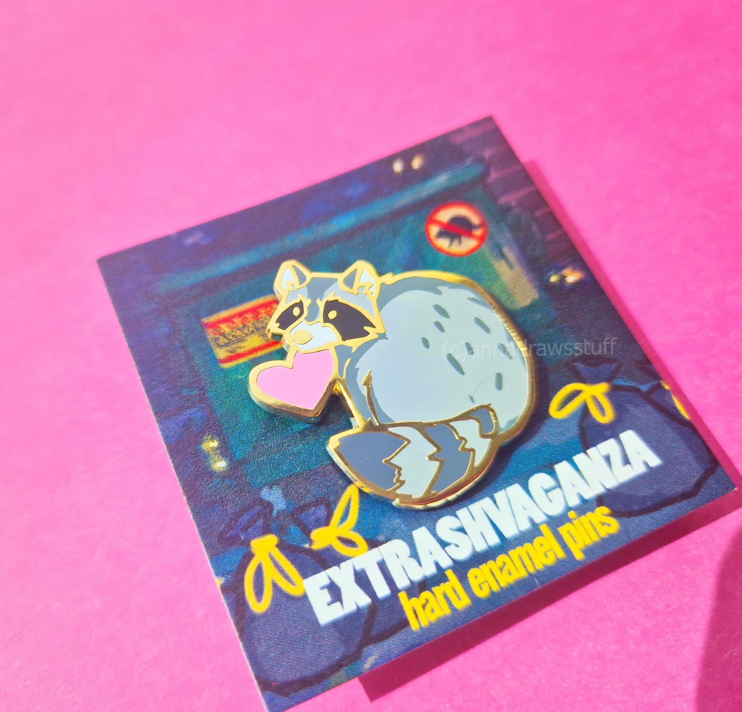 Heart Raccoon - Hard Enamel Pin - Extrashvaganza