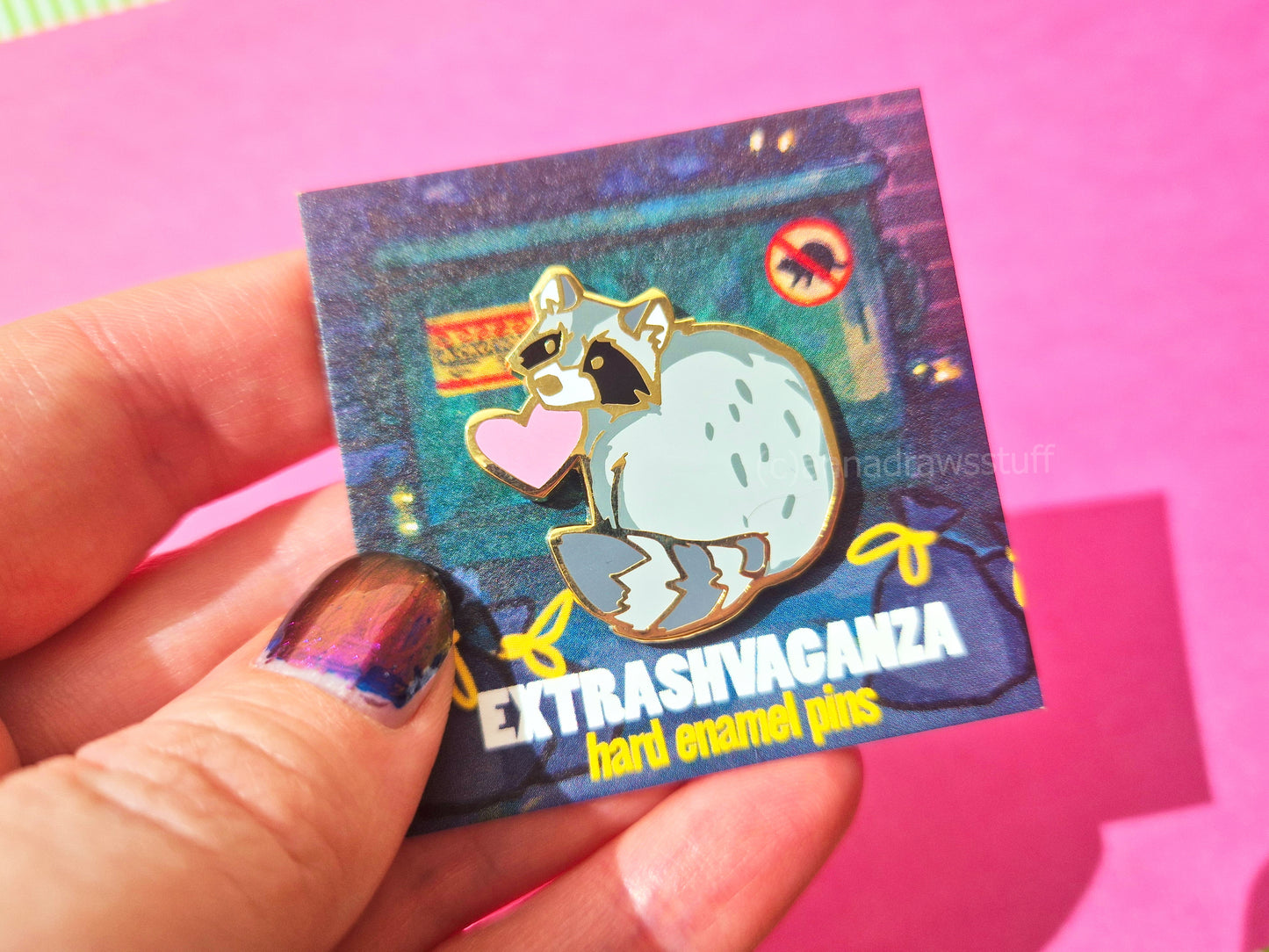 Heart Raccoon - Hard Enamel Pin - Extrashvaganza