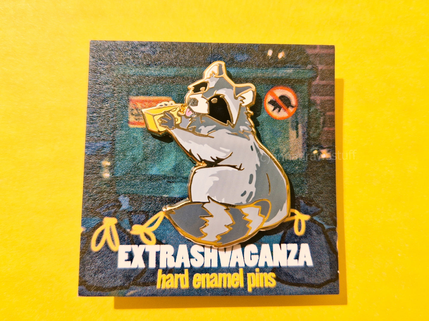 Cheese Raccoon - Hard Enamel Pin - Extrashvaganza