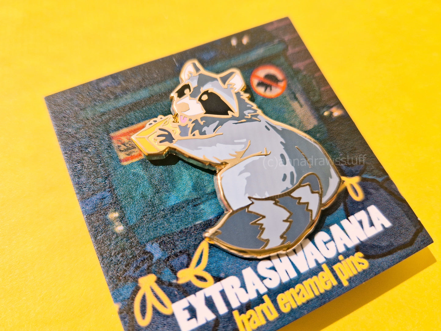 Cheese Raccoon - Hard Enamel Pin - Extrashvaganza