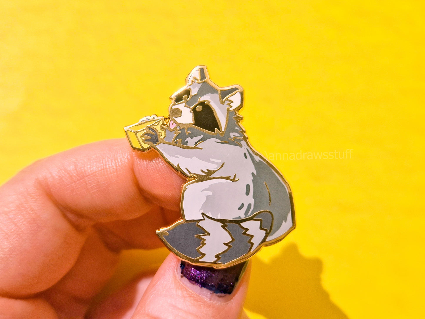 Cheese Raccoon - Hard Enamel Pin - Extrashvaganza
