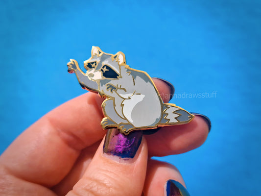 Grabby Raccoon - Hard Enamel Pin - Extrashvaganza
