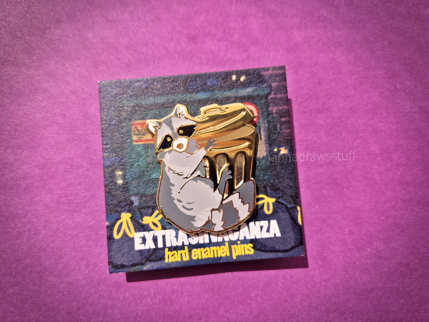 Trashcan Hugging Raccoon - Hard Enamel Pin - Extrashvaganza