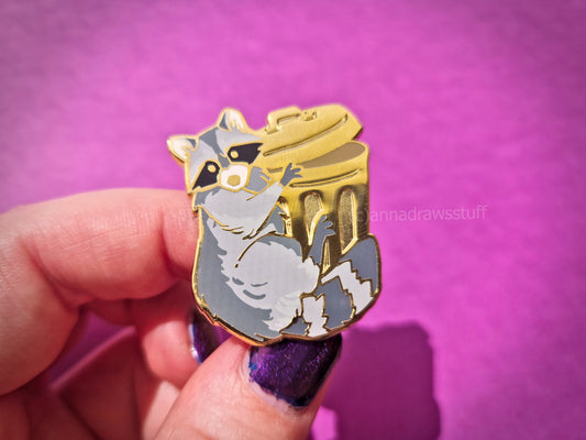 Trashcan Hugging Raccoon - Hard Enamel Pin - Extrashvaganza