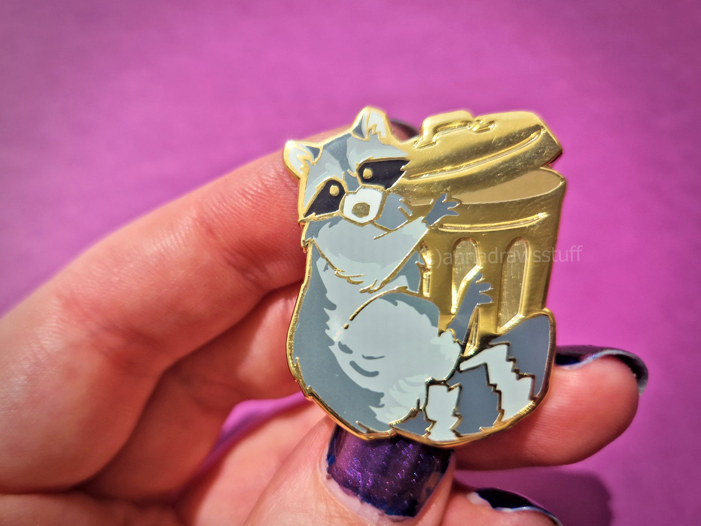 Trashcan Hugging Raccoon - Hard Enamel Pin - Extrashvaganza