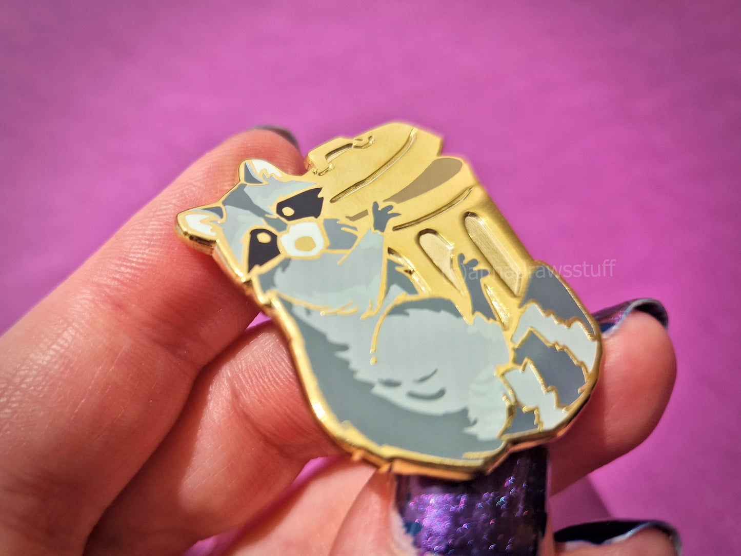 Trashcan Hugging Raccoon - Hard Enamel Pin - Extrashvaganza