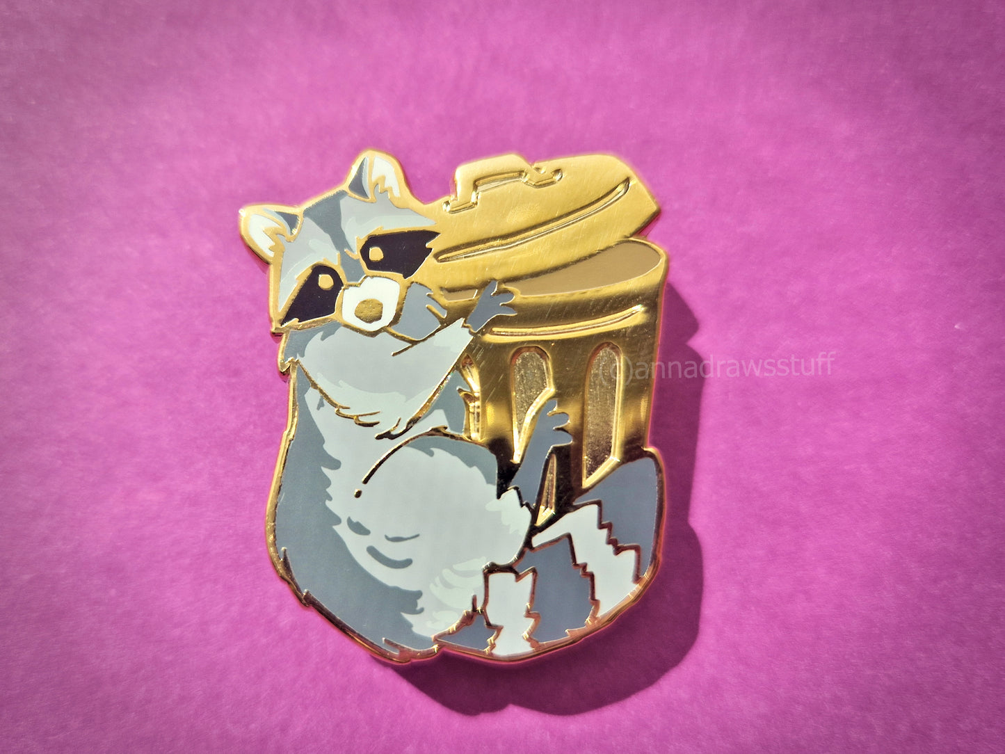 Trashcan Hugging Raccoon - Hard Enamel Pin - Extrashvaganza