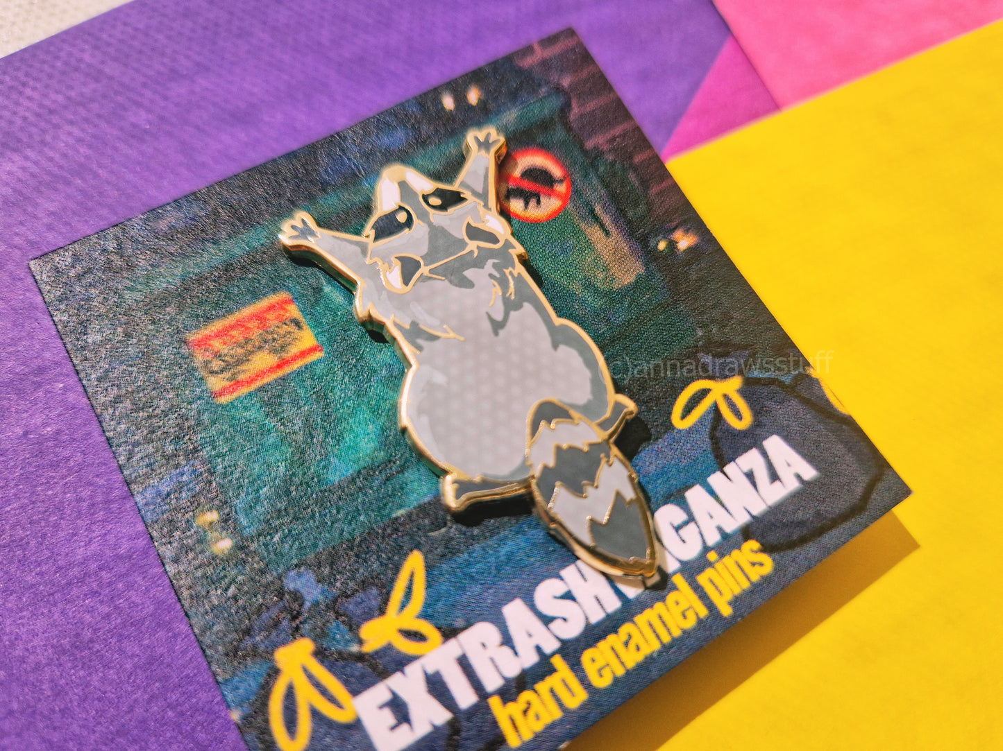 Reaching Raccoon - Hard Enamel Pin - Extrashvaganza