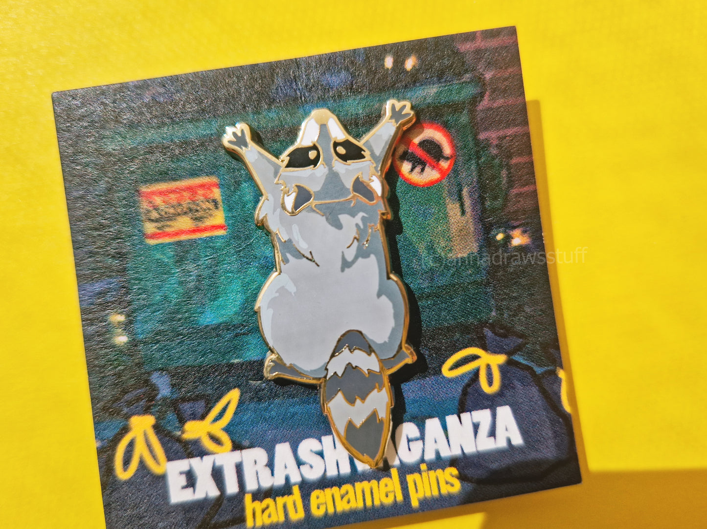Reaching Raccoon - Hard Enamel Pin - Extrashvaganza
